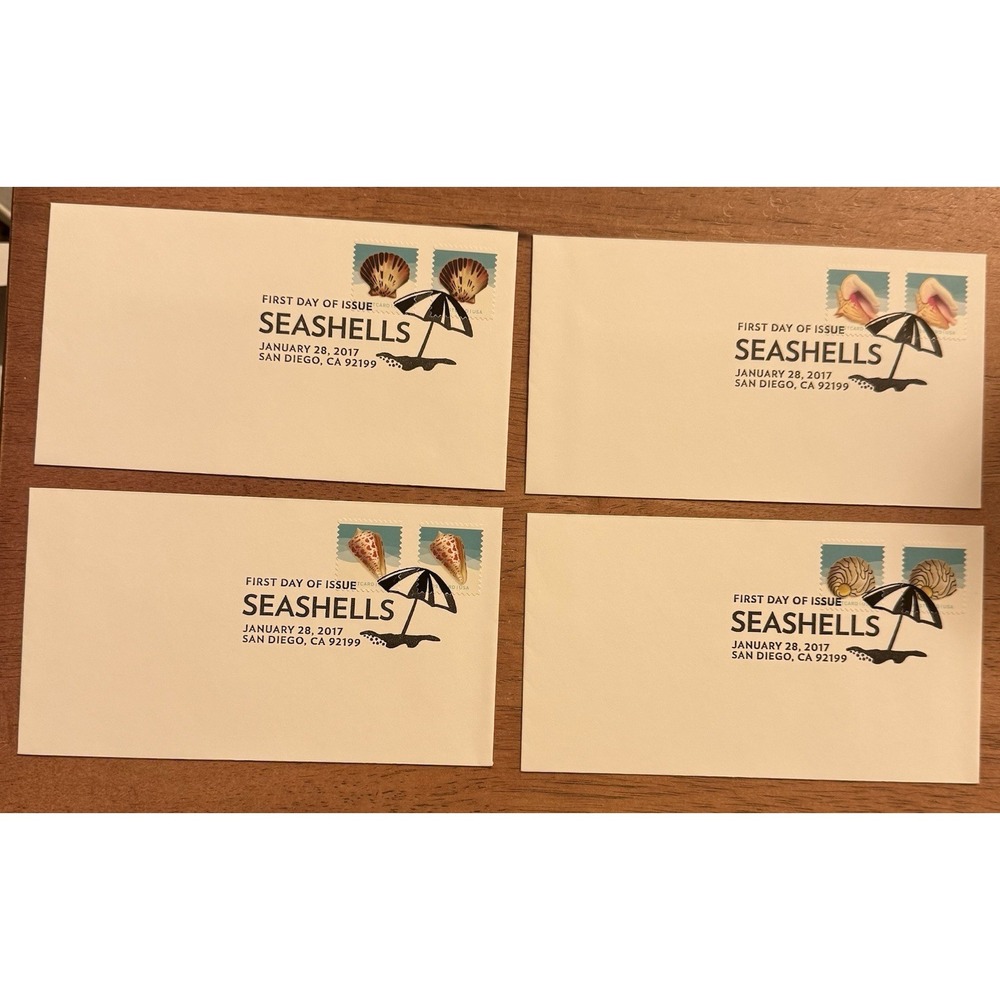 USA, SCOTT # 5167-5170, SET OF 4 BLANK FDC COVERS SEASHELLS FROM COIL, YEAR 2017